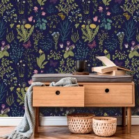 Dark wildflower wallpaper – Botanical floral wall covering