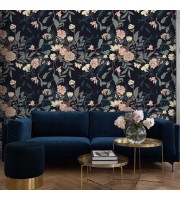 Dark vintage floral wallpaper – Elegant bloom wall covering