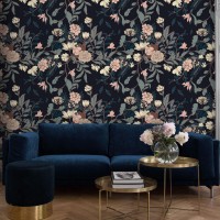 Dark vintage floral wallpaper – Elegant bloom wall covering