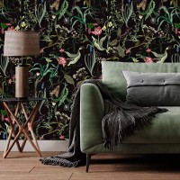 Moody floral wallpaper secret garden Leaves and flowers