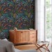 Dark floral wallpaper colorful wildflowers and leaves