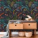 Dark floral wallpaper colorful wildflowers and leaves
