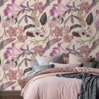 Tropical wallpaper exotic flowers, pink orchids