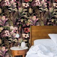 Vibrant tropical wallpaper, exotic flowers and plants