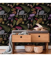 Mushroom wallpaper whimsical dark botanical wall covering Mushroom wallpaper whimsical dark botanical wall covering
