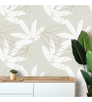 Neutral wallpaper large leaves, minimalist botanical design Neutral wallpaper large leaves, minimalist botanical design