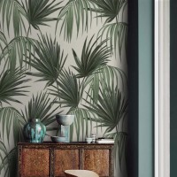 Tropical wallpaper large palm leaves pattern