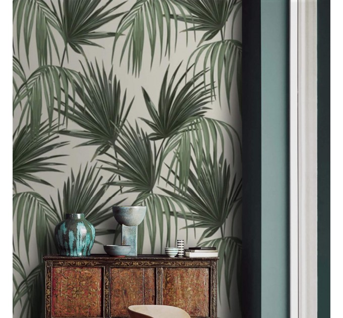 Tropical wallpaper large palm leaves pattern