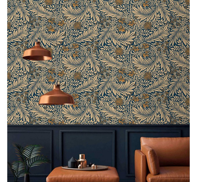 Vintage wallpaper botanical floral William Morris style