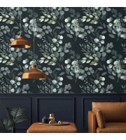 Eucalyptus leaves wallpaper, dark botanical pattern Eucalyptus leaves wallpaper, dark botanical pattern