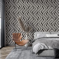 Black and white modern wallpaper, statement wall covering