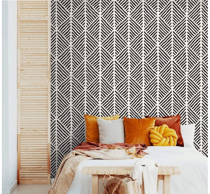 Black and white geometric wallpaper Abstract wall covering