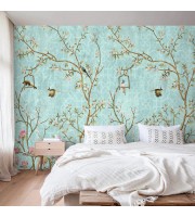 Chinoiserie wallpaper with birds Vintage floral wall mural