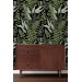 Dark botanical wallpaper herbs, Fern leaves wall covering