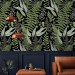 Dark botanical wallpaper herbs, Fern leaves wall covering