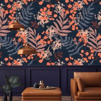 Dark botanical wallpaper herbs and wildflowers