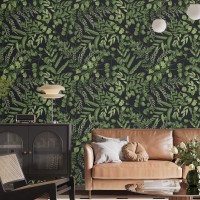 Dark botanical wallpaper leaves