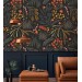 Dark botanical wallpaper leaves and herbs design