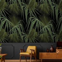 Dark tropical wallpaper palm leaves