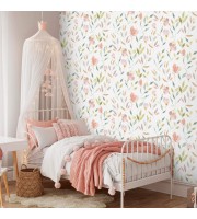 Floral nursery wallpaper watercolor pastel flowers