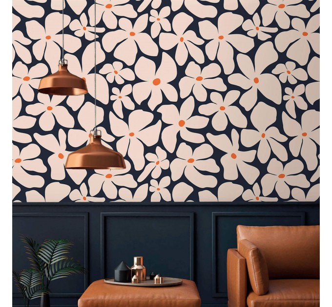 Bold floral wallpaper – Modern retro flower print