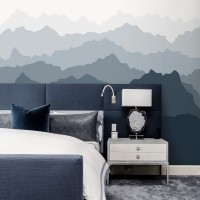 Foggy landscape wallpaper mural Misty mountains wall decor