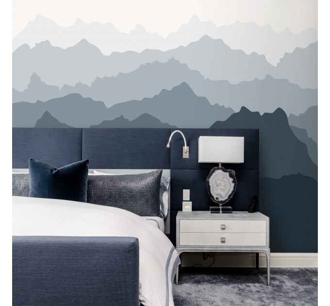 Foggy landscape wallpaper mural Misty mountains wall decor