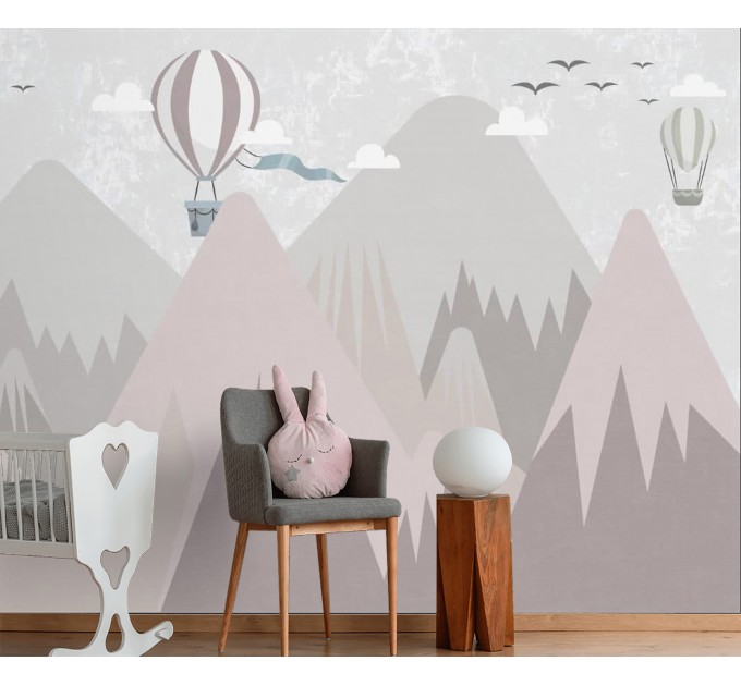 Girls room mountains wall mural Nursery wallpaper