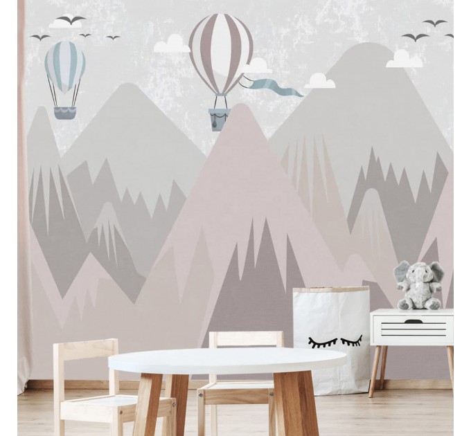 Girls room mountains wall mural Nursery wallpaper