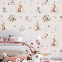 Girls nursery forest animals wallpaper