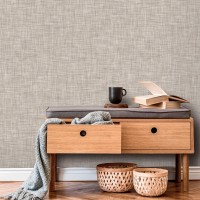 Tan linen wallpaper neutral beige minimalist design