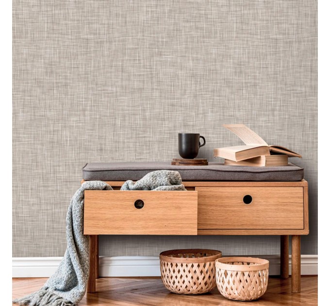 Tan linen wallpaper neutral beige minimalist design