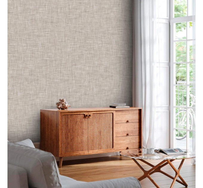 Tan linen wallpaper neutral beige minimalist design