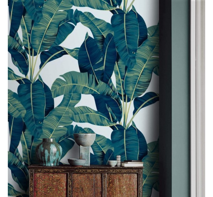 Tropical wallpaper large banana leaves