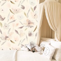 Wallpaper pastel flowers Baby girl nursery wall decor