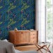 Dark blue botanical wallpaper Accent wall covering