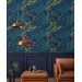 Dark blue botanical wallpaper Accent wall covering