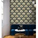 Wallpaper fans black gold non metallic Art deco style