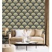 Wallpaper fans black gold non metallic Art deco style