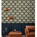 Wallpaper fans black gold non metallic Art deco style