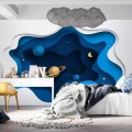 Planets 3D effect space wall mural Kids wallpaper