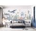 Underwater sea life wall mural, whale wallpaper