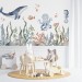 Underwater sea life wall mural, whale wallpaper
