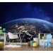 Earth orbital view wall decal, space theme wall mural
