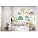Dino wallpaper mural Funny accent wall for kids