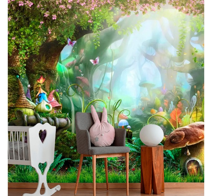 Fairy forest wallpaper, nursery decor magic woodland