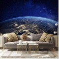 Earth orbital view wall decal, space theme wall mural