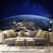 Earth orbital view wall decal, space theme wall mural