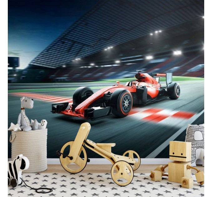 Formula 1 red car wallpaper Kids room, race wall mural