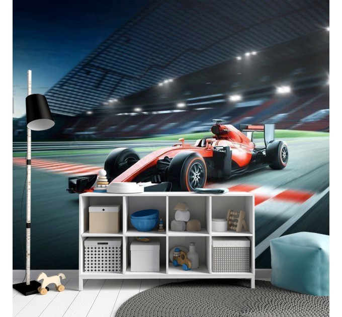 Formula 1 red car wallpaper Kids room, race wall mural